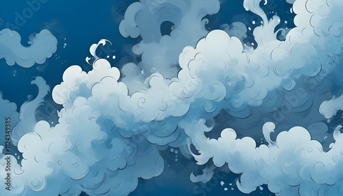 Clear Plain Shiny Warm Soft Vintage Bokeh Cloudy Wave Like Geometric Blue Background or Texture