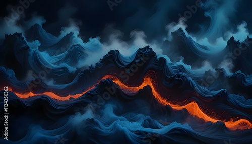 Clear Plain Shiny Warm Soft Vintage Bokeh Cloudy Wave Like Geometric Blue Background or Texture