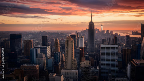 Beautiful city skyline at sunset with twilight 