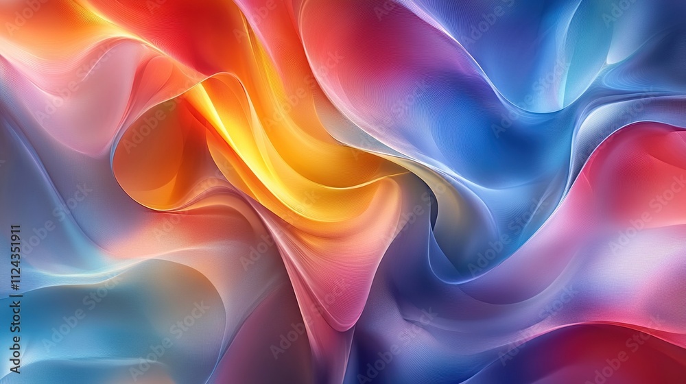 Obraz premium Abstract colorful swirling waves, vibrant red, blue, and orange hues.