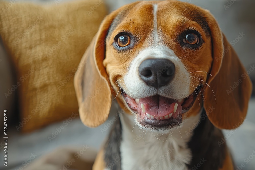 Cheerful Beagle Puppy with Bright Eyes and Happy Smile Cheerful Beagle Puppy with Bright Eyes and Happy Smile