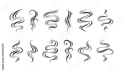 Smoke, aroma lines icon. Doodle Wavy Smoke lines symbol sketch style hand drawn