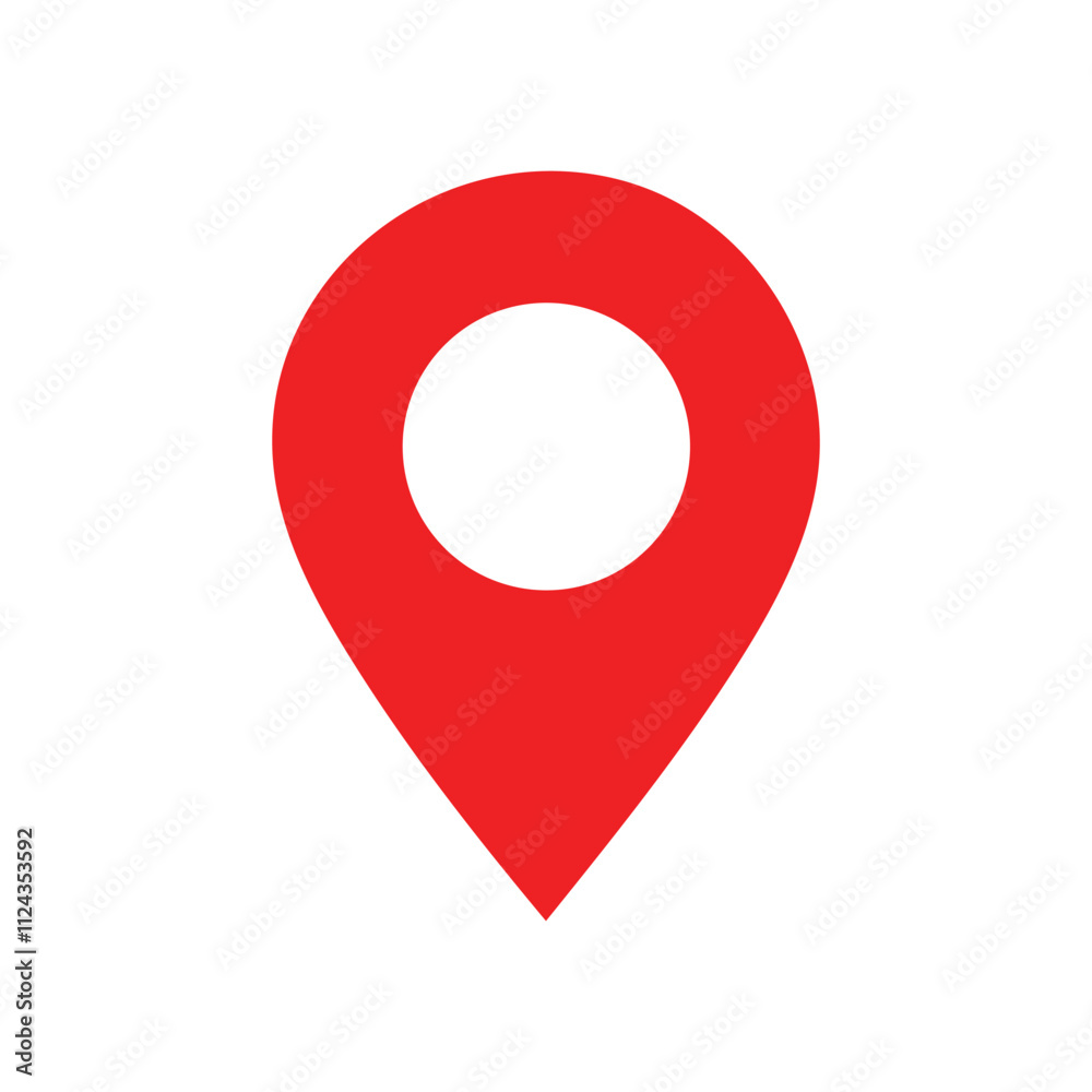 pin point icon. red map location pointer symbol isolated on white background pin point icon. red map location pointer symbol isolated on white background