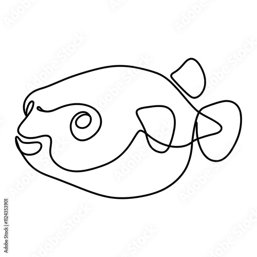 Puffer fish line drawing