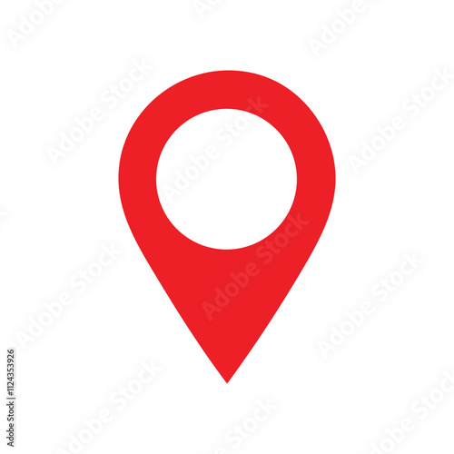 pin point icon. red map location pointer symbol isolated on white background