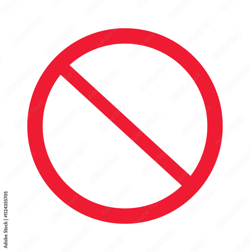 red prohibition sign on white plate isolated on white background. vector illustration red prohibition sign on white plate isolated on white background. vector illustration