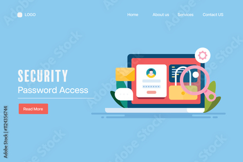 Secure password access, cyber security and information privacy data protection concept.