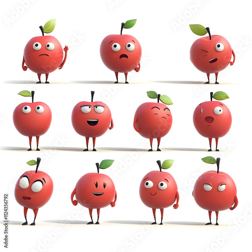 3D Rendered Apple Character Design Set photo