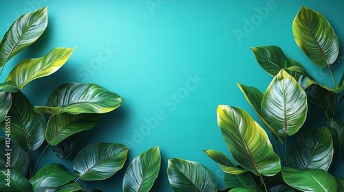 Event poster design, LOHAS, health, sustainable development, nature, minimalism, blank space, C4D rendering, Banana leaves 