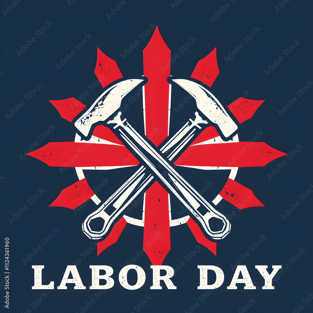 Labor Day: An icon of crossed hammers or wrenches. Generative AI