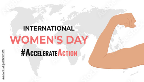 Slogan 2025 #AccelerateAction. Vector rectangular poster and banner for March 8 - International Women's Day.