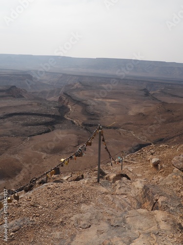 locks on the mountain of a canyon