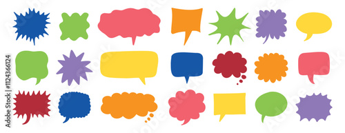 colorful speech bubbles set. Hand drawn vector cute communication bubbles. speech bubble collection