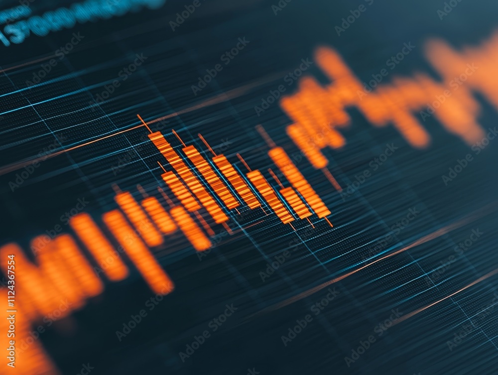 Fototapeta premium Analyzing data trends digital visualization technology lab infographic close-up view insights for future research