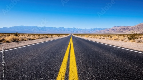 Long Empty Highway in the Vast Desert Landscape