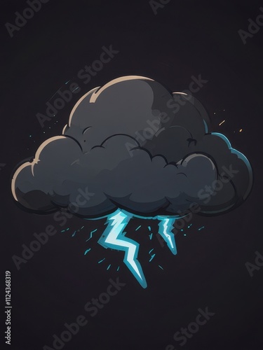 Stormy Cloud Cartoon Illustration flat background