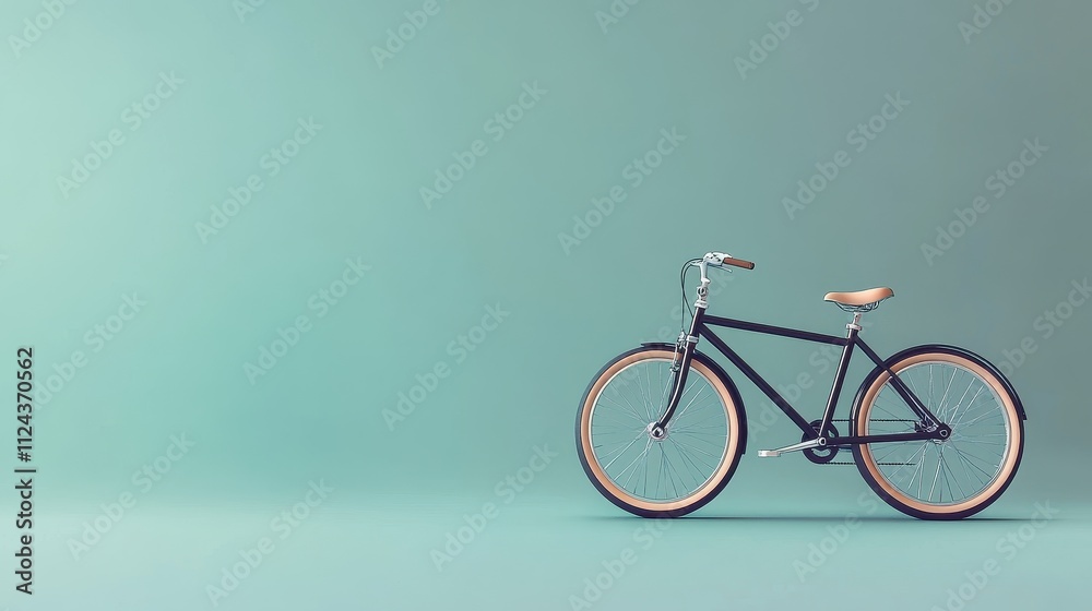 Fototapeta premium Vintage Bicycle on a Minimalist Turquoise Background