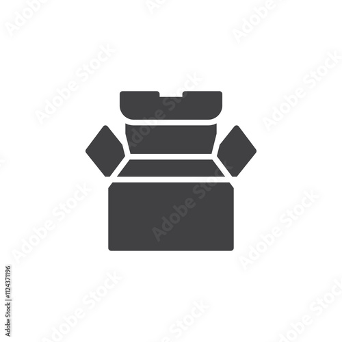 A carton with foldable flaps vector icon