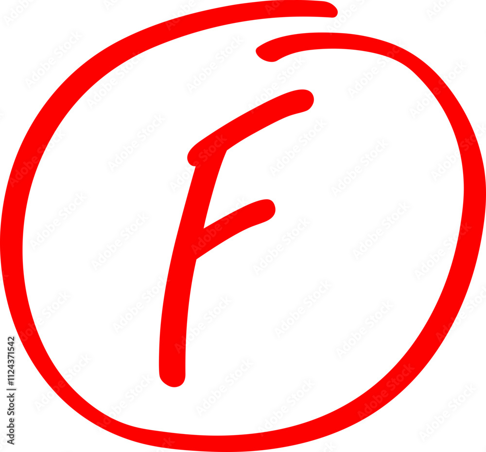 Exam score grade result F, hand drawn doodle test grade F Exam score grade result F, hand drawn doodle test grade F