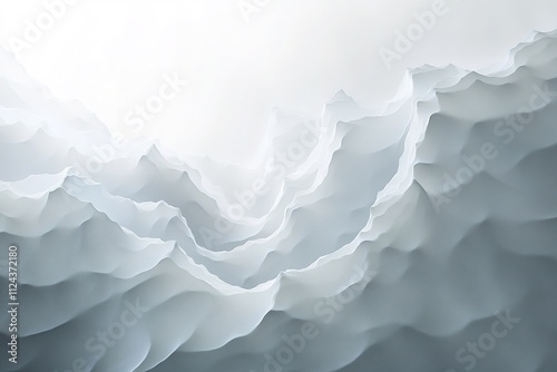 Abstract paper waves in shades of blue creating a serene landscape.