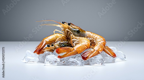 A closeup of red crayfish and lobster on a wooden background, showcasing fresh seafood and crustaceans photo