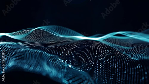 Dynamic waves of light create an immersive experience in a mesmerizing digital landscape at nighttime. Generative AI