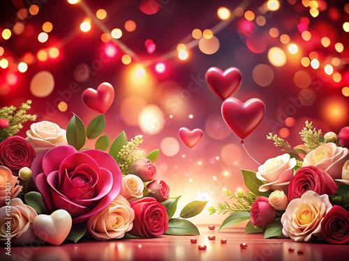 Heartfelt Valentine's Day Background, Romantic Banner,  AI Art