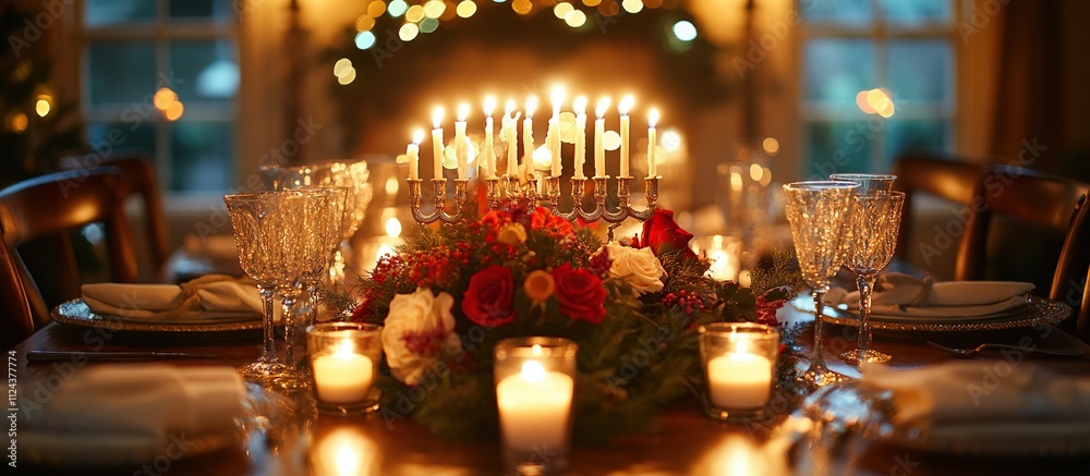 A Romantic Candlelit Dinner Table Setting