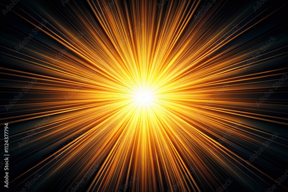 Obraz premium Minimalist Sunburst Design AI Photo - Black Background