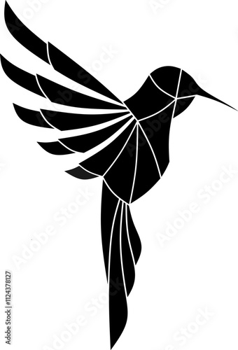 Geometric hummingbird simple logo vector on black background, geometric colibri silhouette design logo illustration 