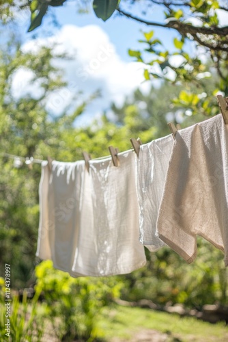 Wallpaper Mural Sunlit laundry drying outside on a line. Torontodigital.ca