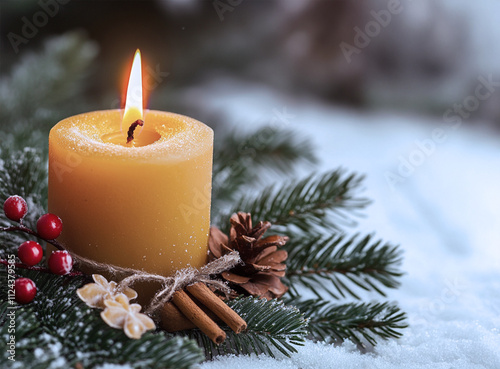 christmas candle and decorations
