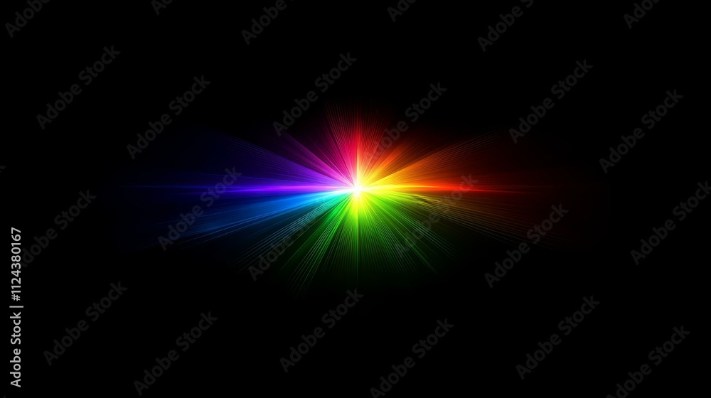 Rainbow spectrum light burst from center o Rainbow spectrum light burst from center o