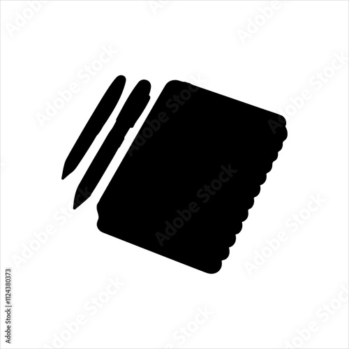 Book with pens silhouette vector illustration on white background 