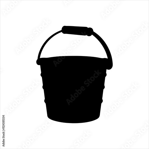 Black bucket silhouette vector illustration on white background 