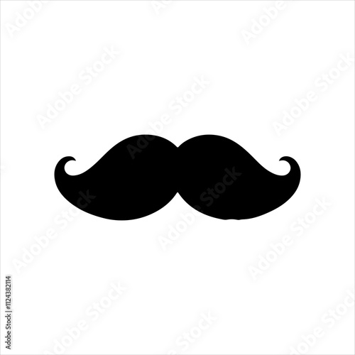 Black cartoon mustache silhouette vector illustration on white background 