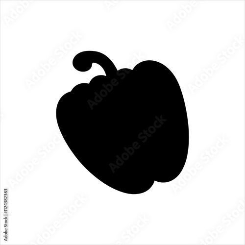 Black capsicum silhouette vector illustration on white background 