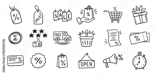 Loyalty card hand drawn doodle element icons. Symbol for Loyalty card, incentive program outline illustration icon