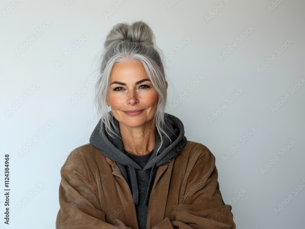 sporty woman, smiling middle aged grey hair woman sporty woman, smiling middle aged grey hair woman
