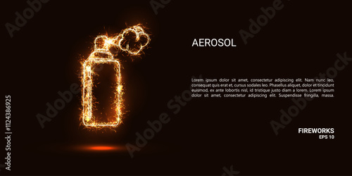 Aerosol. Aerosol consists of sparks and fire. Festive bright fireworks. Decorative element for celebrations and holidays. Vector illustration.