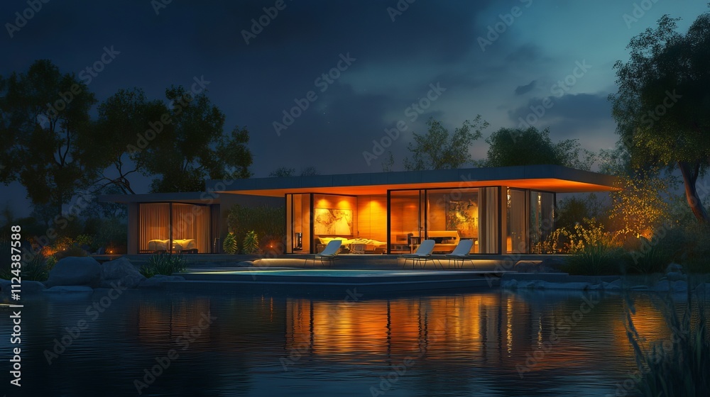 3d rendering of modern two story house with gray and wood accents 3d rendering of modern two story house with gray and wood accents