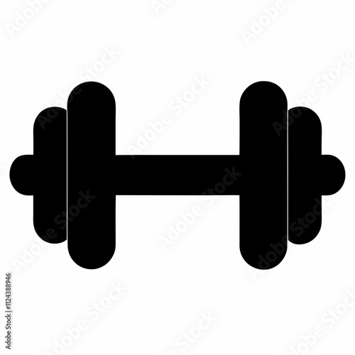 Black Silhouette Dumbbell Vector Illustration