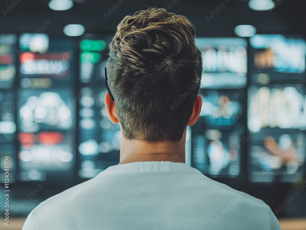 Analyzing data trends in technology office environment digital insights urban setting over-the-shoulder perspective Analyzing data trends in technology office environment digital insights urban setting over-the-shoulder perspective