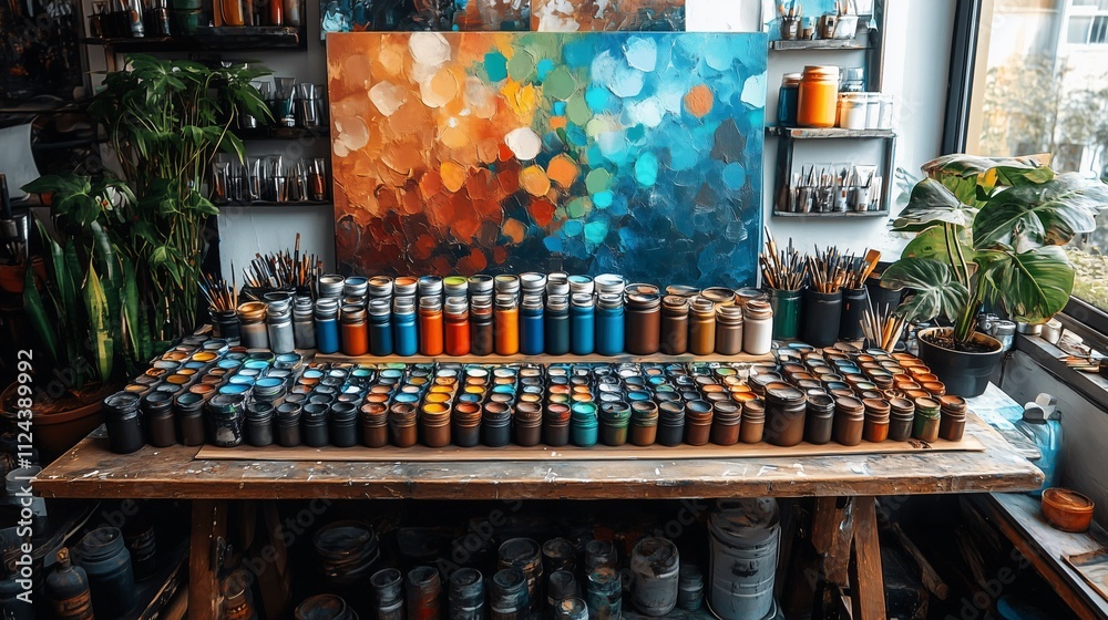 Naklejka premium Artistic Workspace A Haven for Creativity