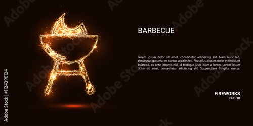 Barbecue. A barbecue consists of sparks and fire. Festive bright fireworks. Decorative element for celebrations and holidays. Vector illustration.