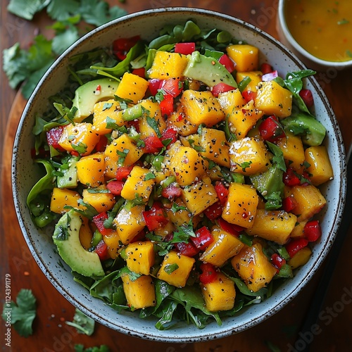 a tropical avocado mango salsa salad