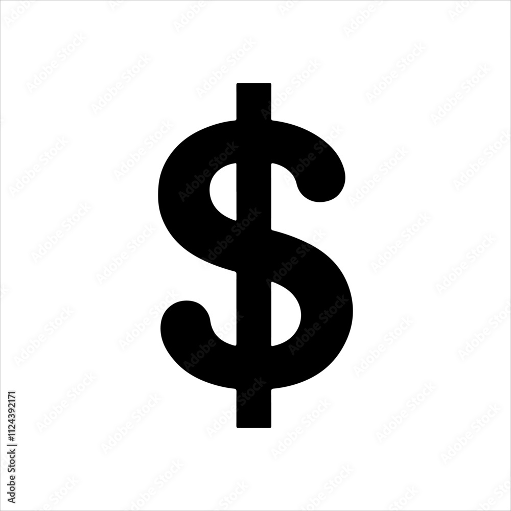 Black dollar sign silhouette vector illustration on white background Black dollar sign silhouette vector illustration on white background