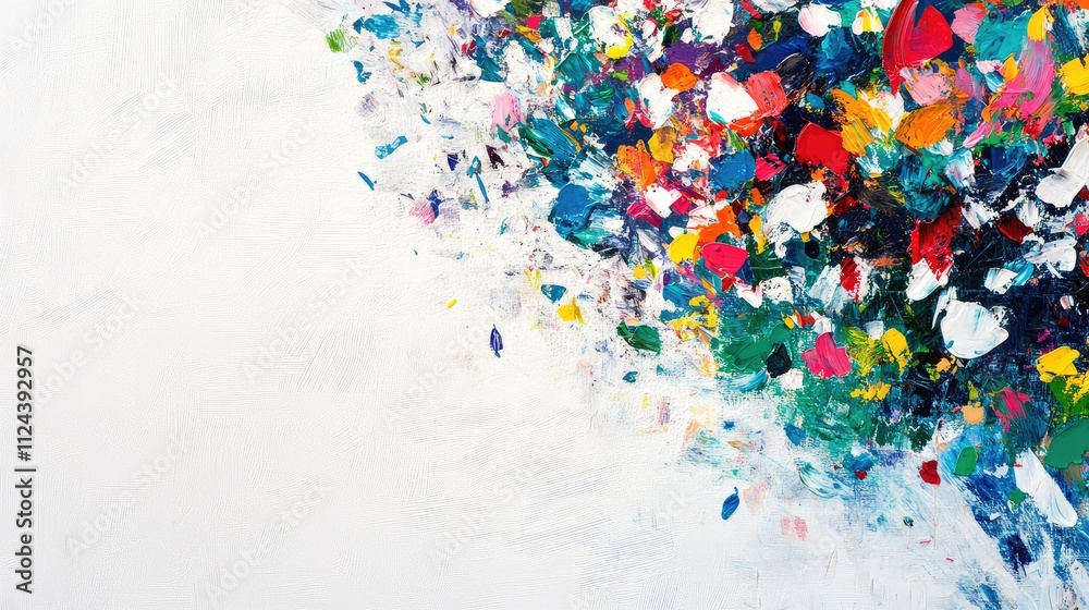 Fototapeta premium Vibrant Abstract Art with Colorful Brush Strokes on White Canvas