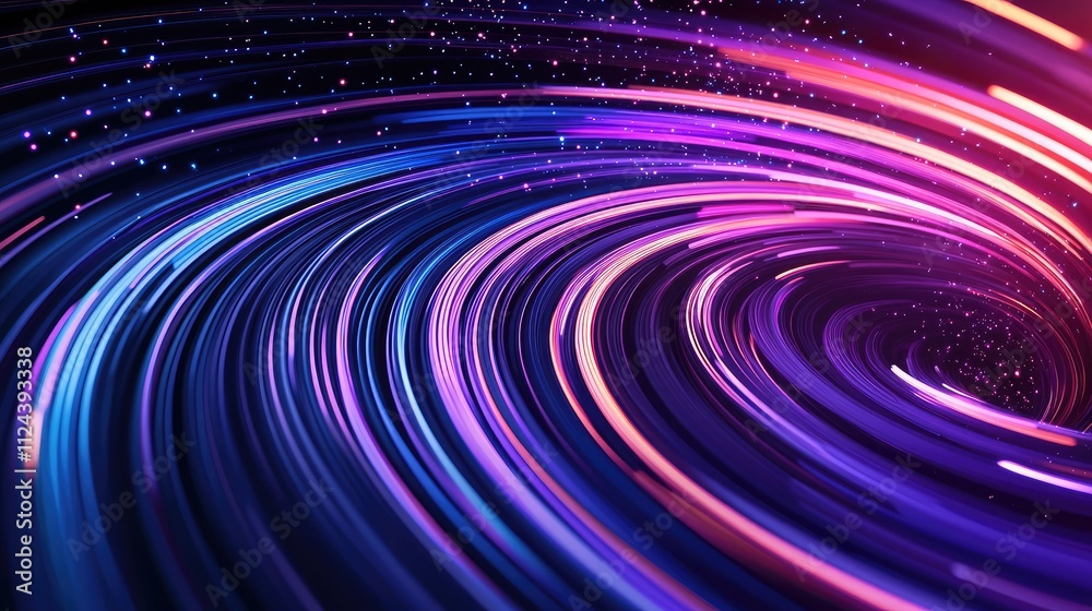 Colorful Swirling Light Trails on Dark Background in Motion Effect Colorful Swirling Light Trails on Dark Background in Motion Effect
