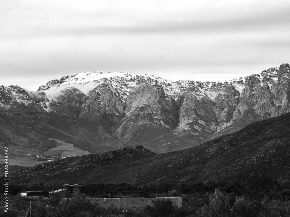 Fototapeta premium Rugged Mountain Landscape in Black and White
